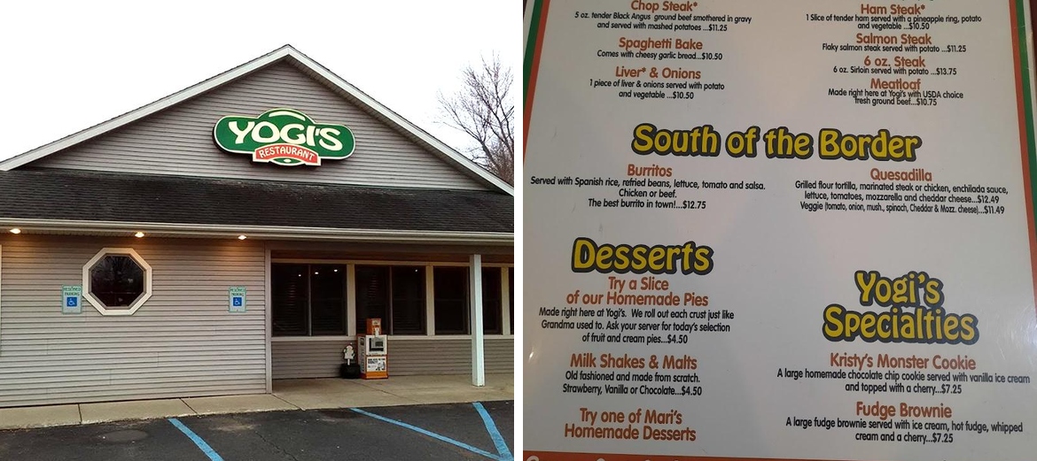 Yogi's Menu